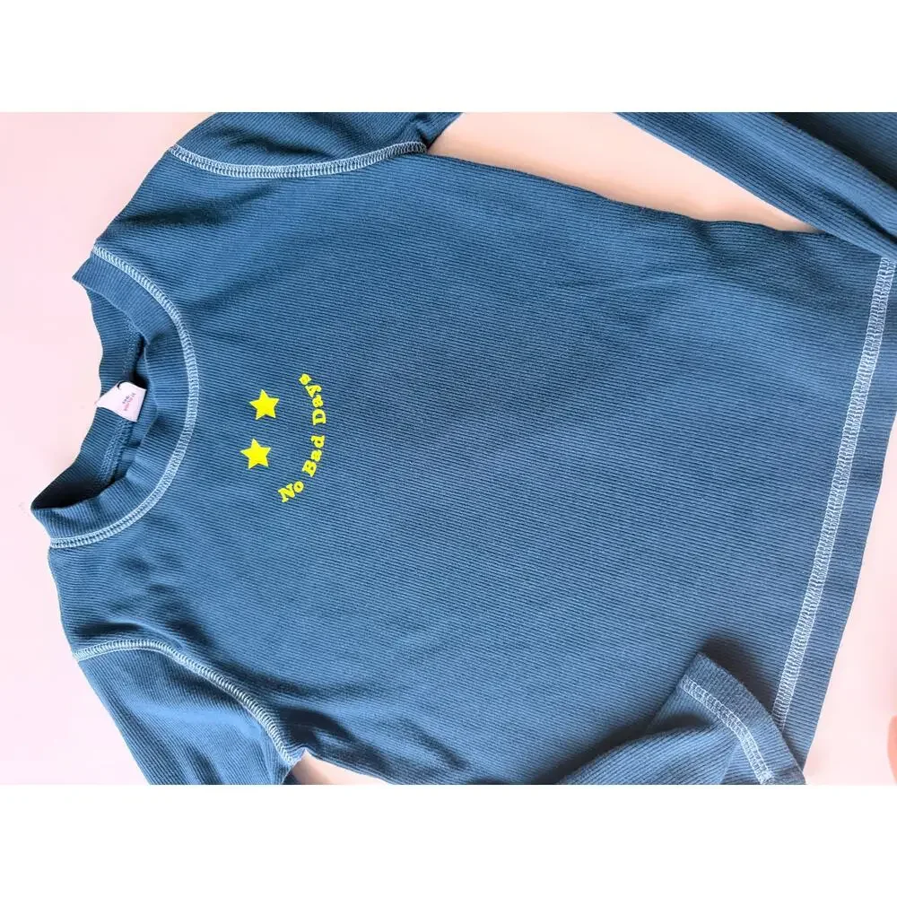 Old Navy Blue Ribbed Fitted Long-Sleeve 